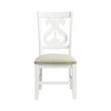 Stone Wooden Swirl Back Side Chair in White (2 Per Pack)