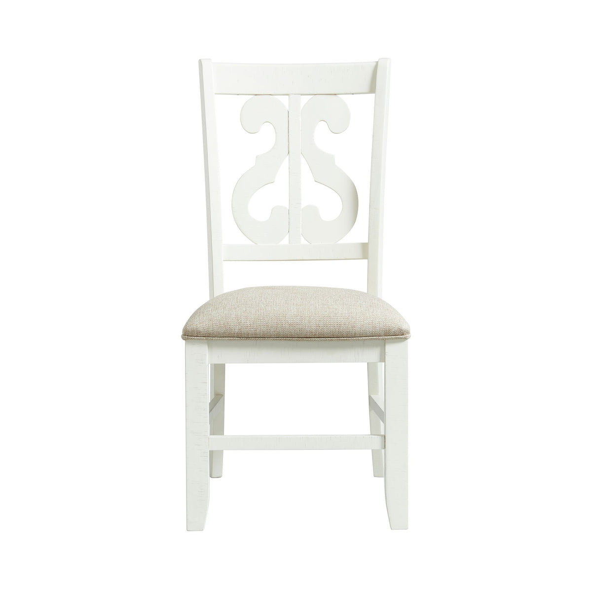 Stone Wooden Swirl Back Side Chair in White (2 Per Pack)