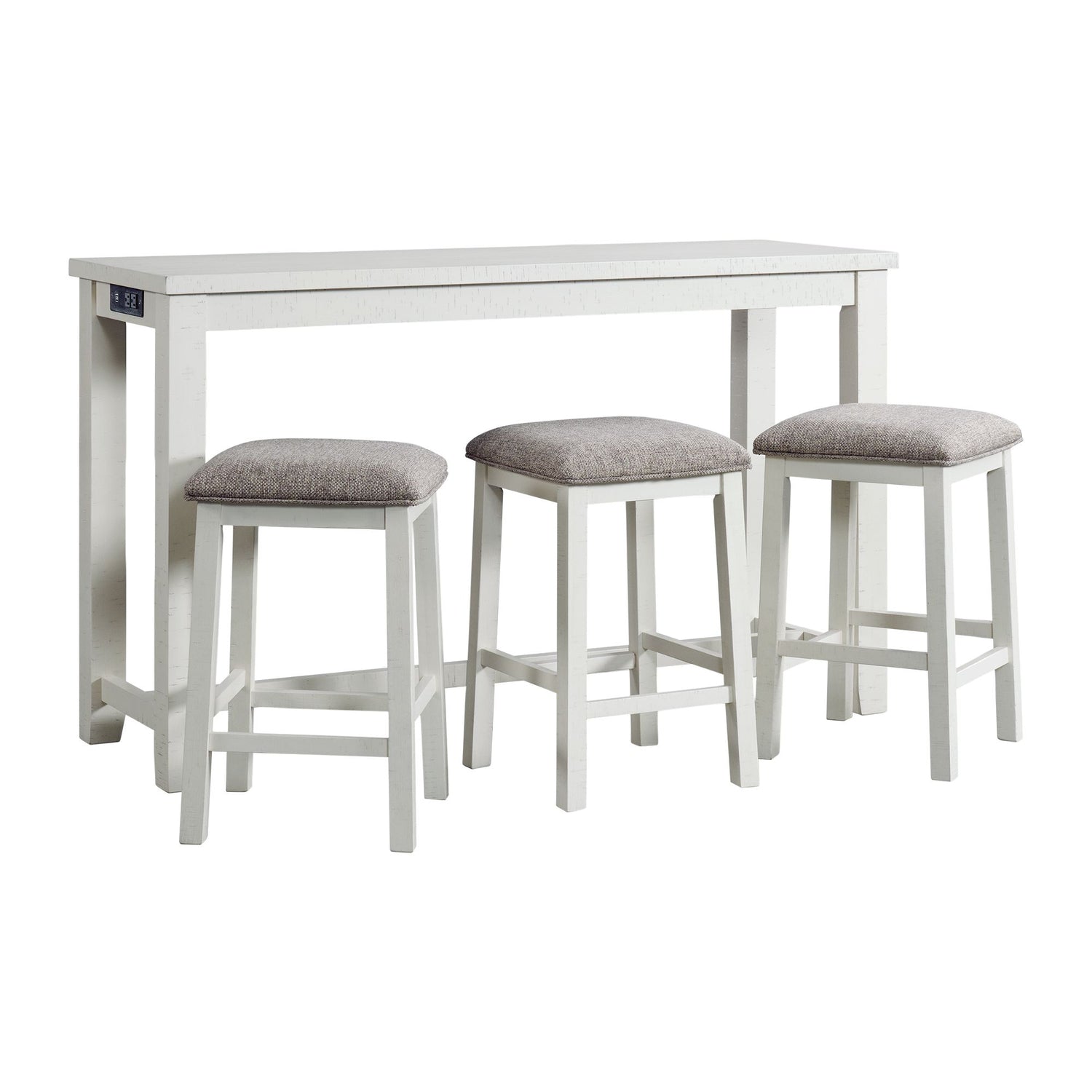 Stone Occasional Bar Table Single Pack in White (Table + Three Stools) - Tampa Furniture Outlet
