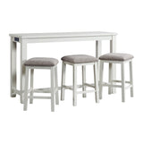 Stone Occasional Bar Table Single Pack in White (Table + Three Stools) - Tampa Furniture Outlet
