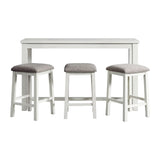 Stone Occasional Bar Table Single Pack in White (Table + Three Stools) - Tampa Furniture Outlet