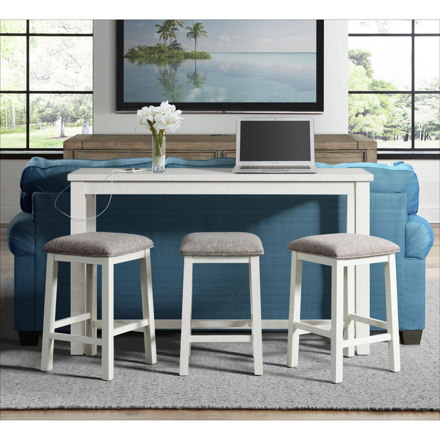 Stone Occasional Bar Table Single Pack in White (Table + Three Stools) – SKU TST700BTSP | Elements