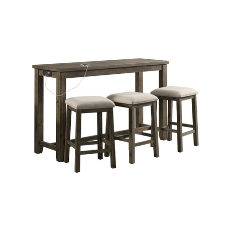 Stone Occasional Bar Table Single Pack Gray Finish (Table + Three Stools) - Tampa Furniture Outlet