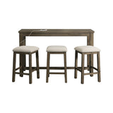 Stone Occasional Bar Table Single Pack Gray Finish (Table + Three Stools) - Tampa Furniture Outlet