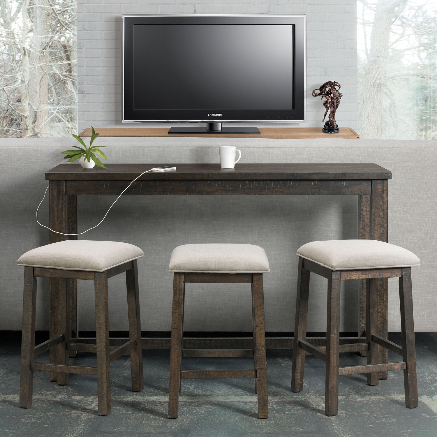 Stone Occasional Bar Table Single Pack (Table + Three Stools) – SKU TST100BTSP | Elements