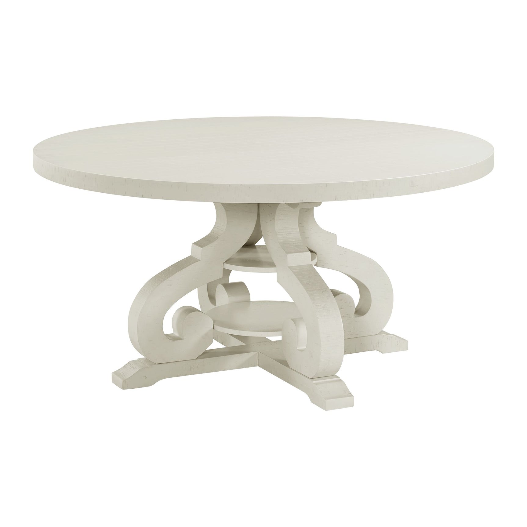 Stone Round Dining Table W/PU Base in White - Tampa Furniture Outlet