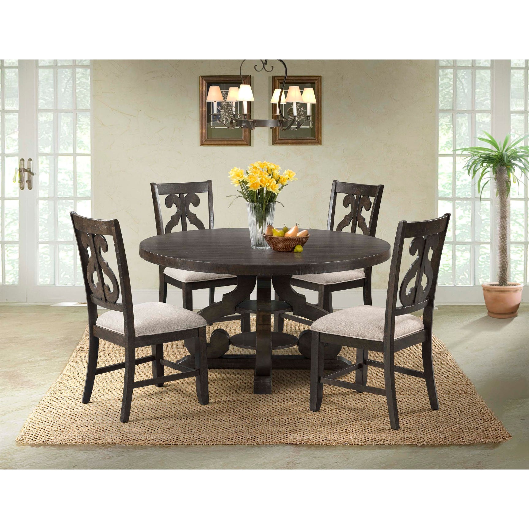 Stone Wooden Swirl Back Side Chair (2 Per Pack) – SKU DST150SC | Elements