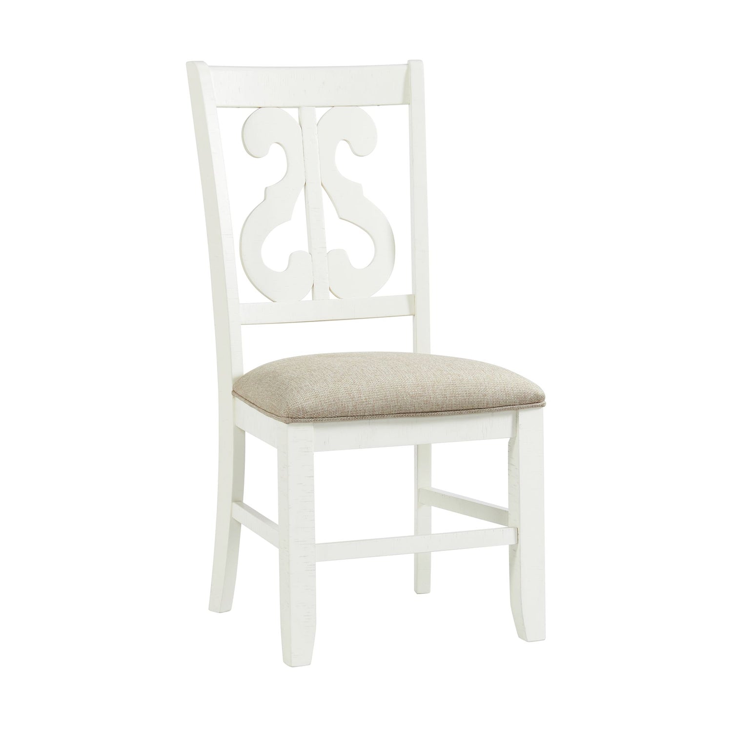 Stone Wooden Swirl Back Side Chair in White (2 Per Pack) - Tampa Furniture Outlet