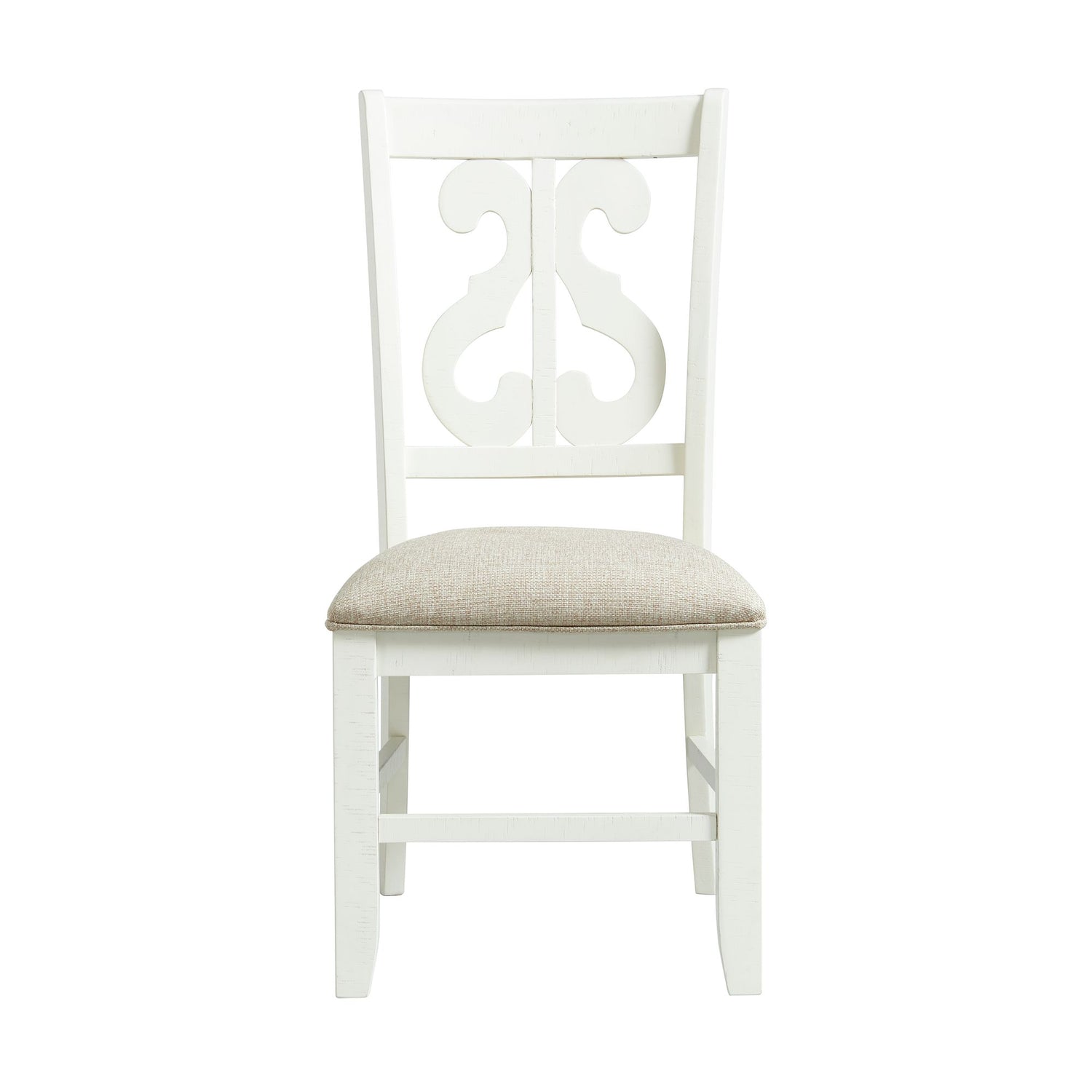 Stone Wooden Swirl Back Side Chair in White (2 Per Pack) - Tampa Furniture Outlet