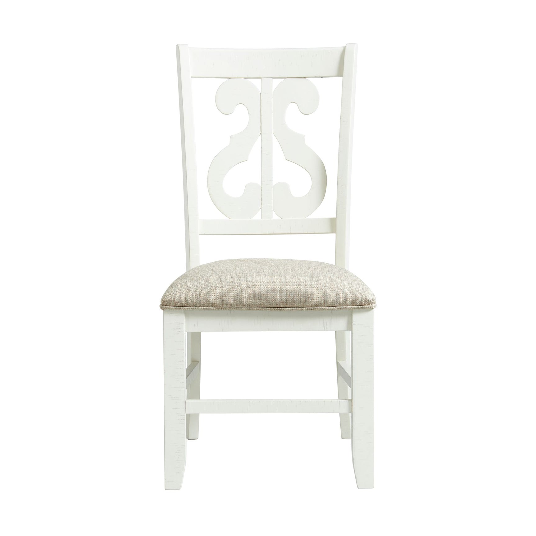 Stone Wooden Swirl Back Side Chair in White (2 Per Pack) - Tampa Furniture Outlet