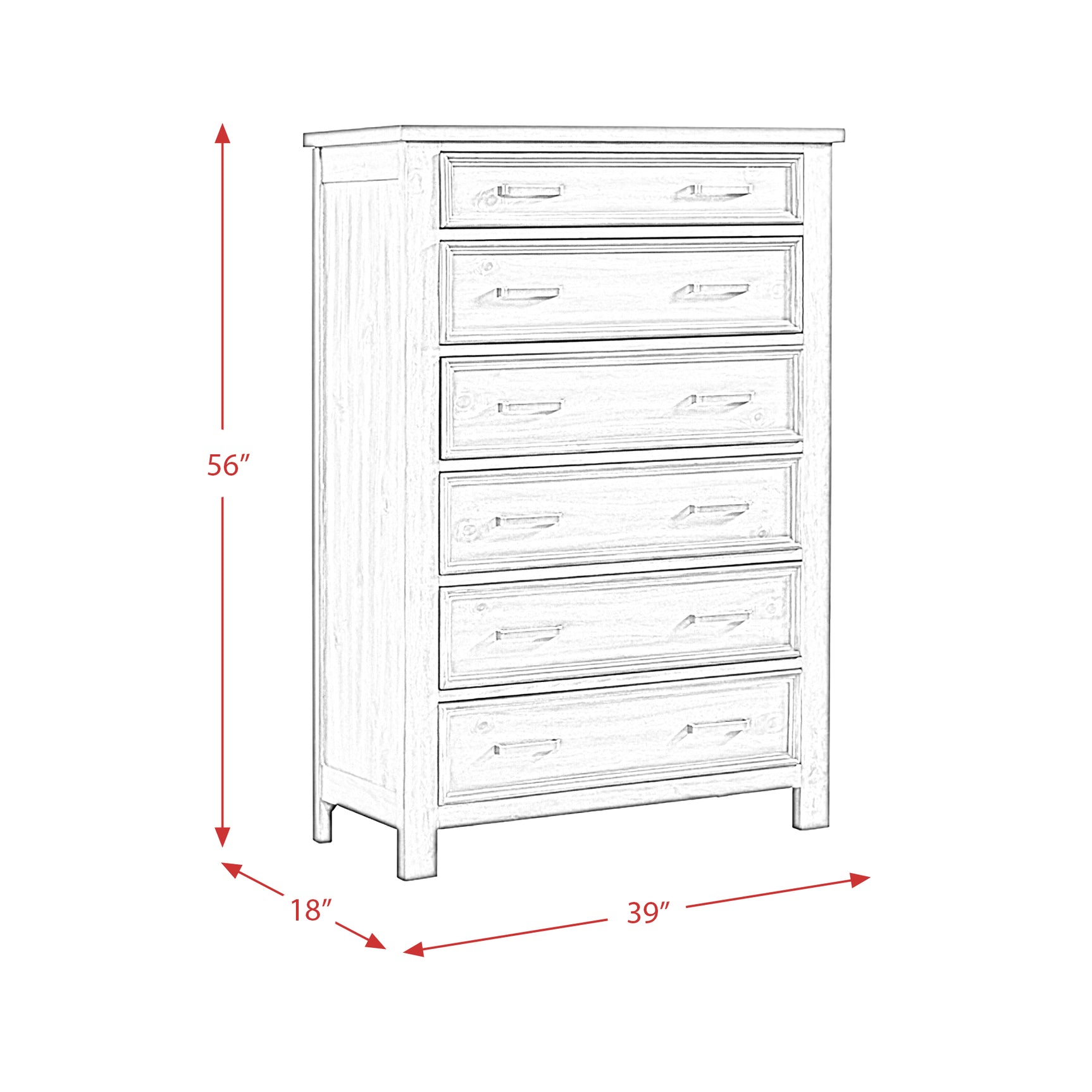 Sullivan 6-Drawer Chest in Drift Grey