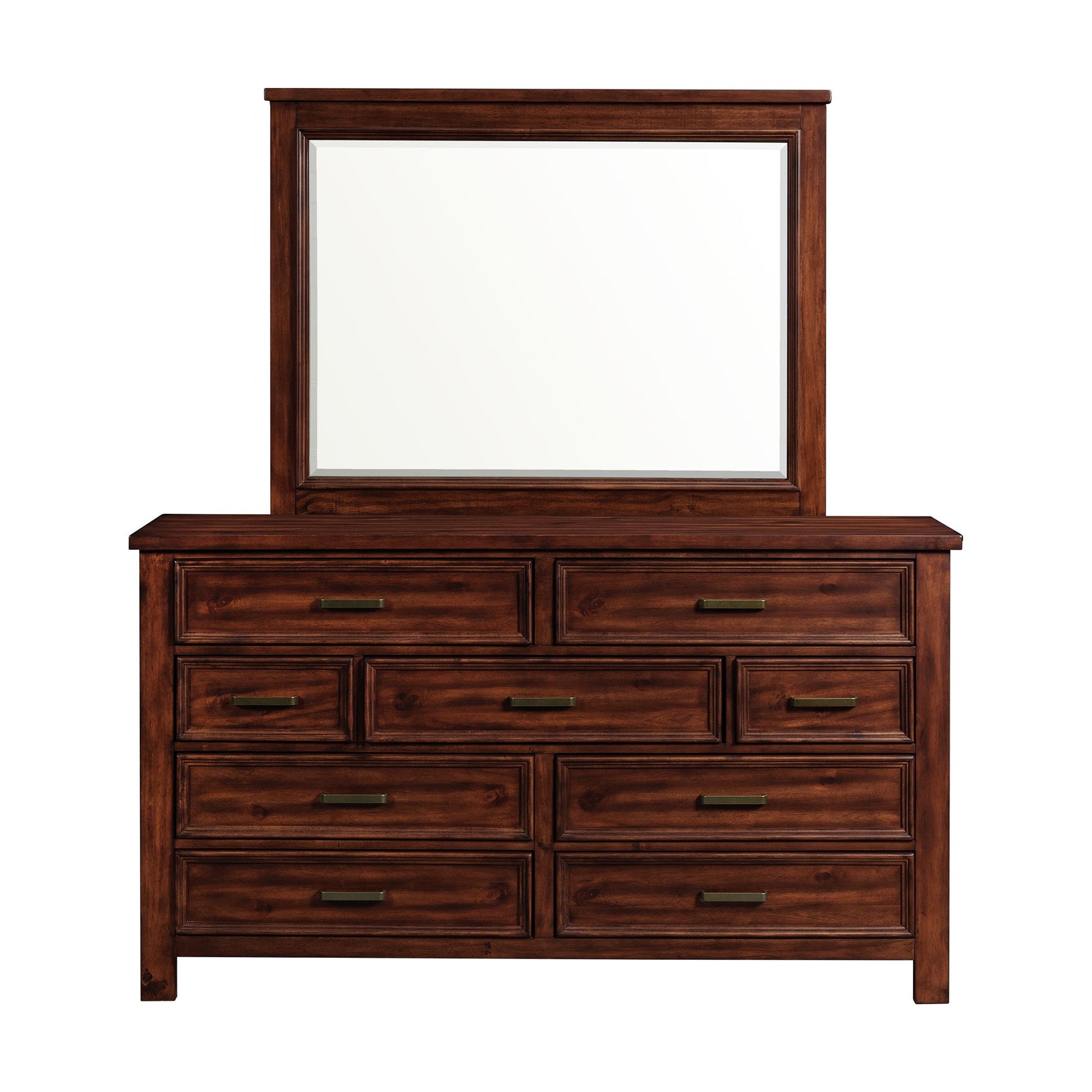 Sullivan Dresser and Mirror Set in Rich Cherry - Tampa Furniture Outlet