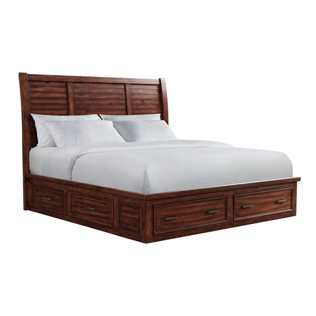 Sullivan King Storage Bed in Rich Cherry - Tampa Furniture Outlet