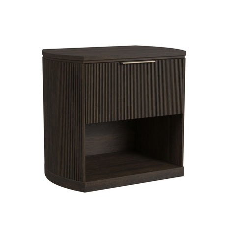 Sylvie 1-Drawer Nightstand with Touch Light in Dark Brown LED - Tampa Furniture Outlet