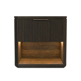 Sylvie 1-Drawer Nightstand with Touch Light in Dark Brown LED - Tampa Furniture Outlet