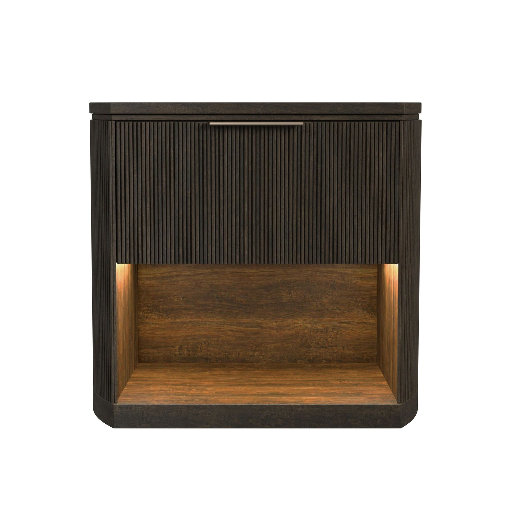 Sylvie 1-Drawer Nightstand with Touch Light in Dark Brown LED - Tampa Furniture Outlet