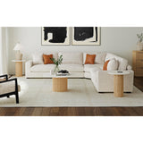 Sylvie Round Coffee Table with White Faux Marble Top and Base in Natural – SKU T-16000-6-RCT | Elements