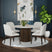 Sylvie Round Dining Table with White Faux Marble Top in Dark Brown – SKU D-16000-5-RDT | Elements