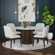 Sylvie Round Dining Table with White Faux Marble Top in Dark Brown – SKU D-16000-5-RDT | Elements