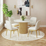 Sylvie Round Dining Table with White Faux Marble Top in Natural – SKU D-16000-6-RDT | Elements