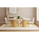 Sylvie Dining Side Chair with White Fabric in Natural (2 Per Carton) - Tampa Furniture Outlet