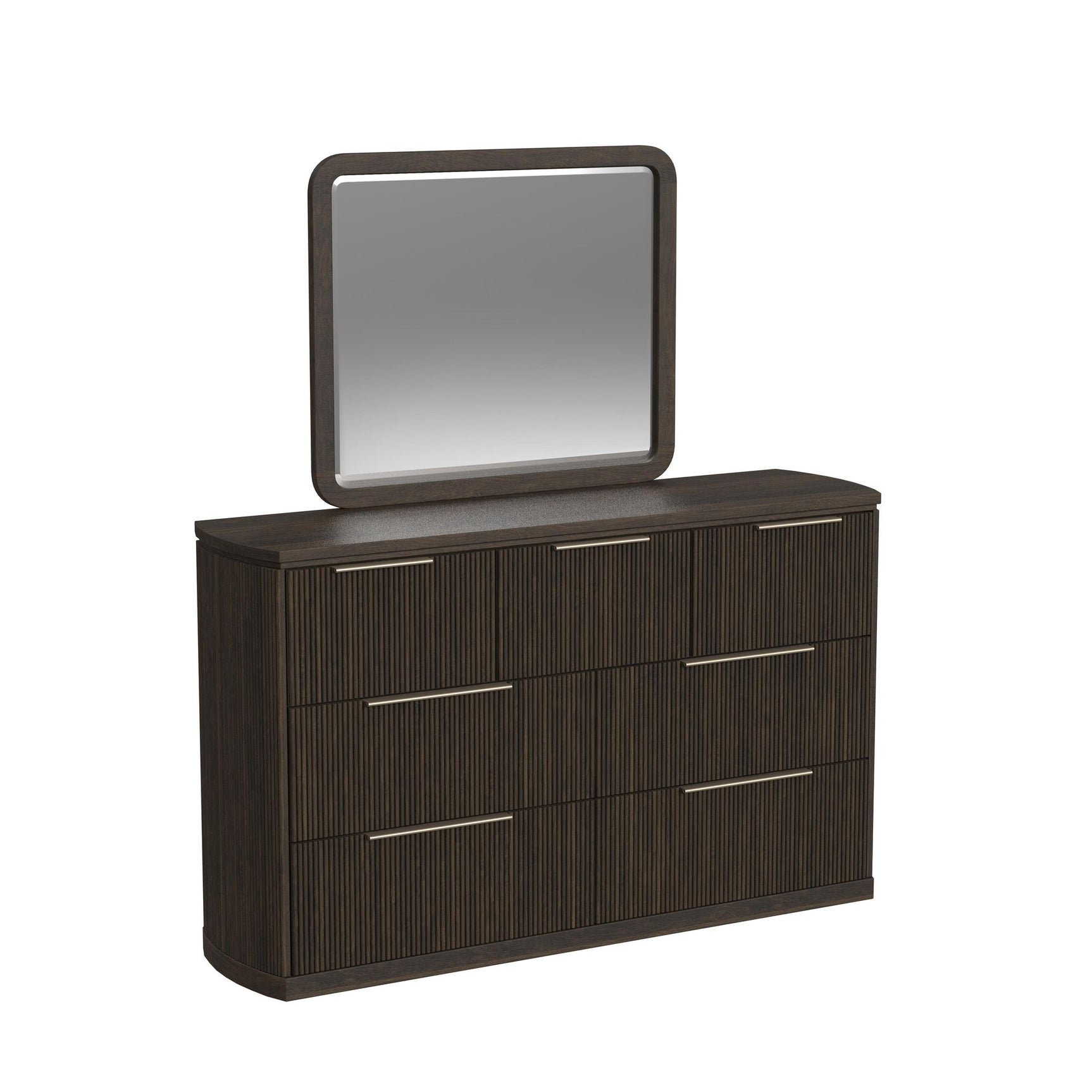 Sylvie Dresser and Mirror Set in Dark Brown - Tampa Furniture Outlet