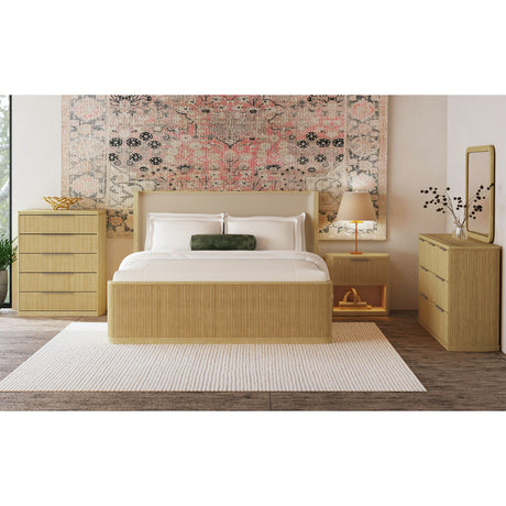 Sylvie King UPH Bed with White Fabric in Natural – SKU B-16000-6-KUB | Elements