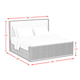 Sylvie King UPH Bed with White Fabric in Natural