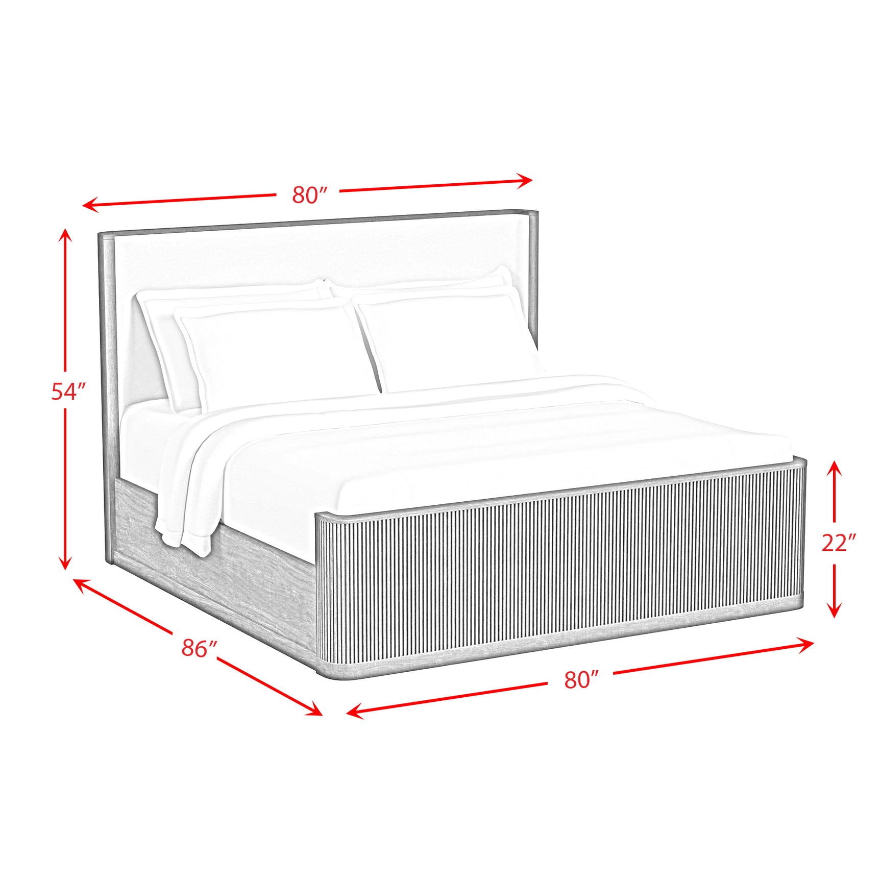 Sylvie King UPH Bed with White Fabric in Natural