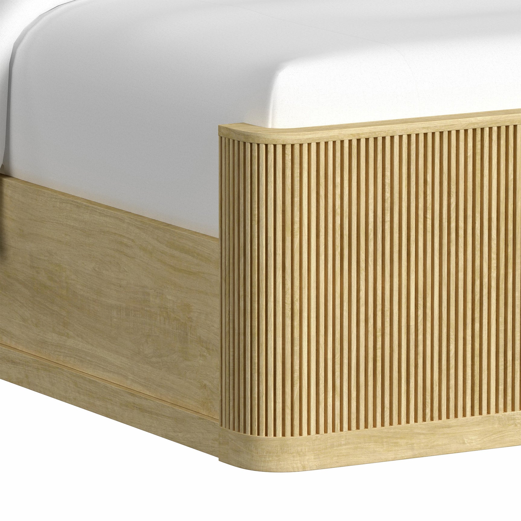 Sylvie King UPH Bed with White Fabric in Natural