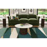 Sylvie Round End Table with White Faux Marble Top and Base in Dark Brown – SKU T-16000-5-RET | Elements