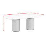 Sylvie Oval Dining Table with White Faux Marble Top in Black with Grain
