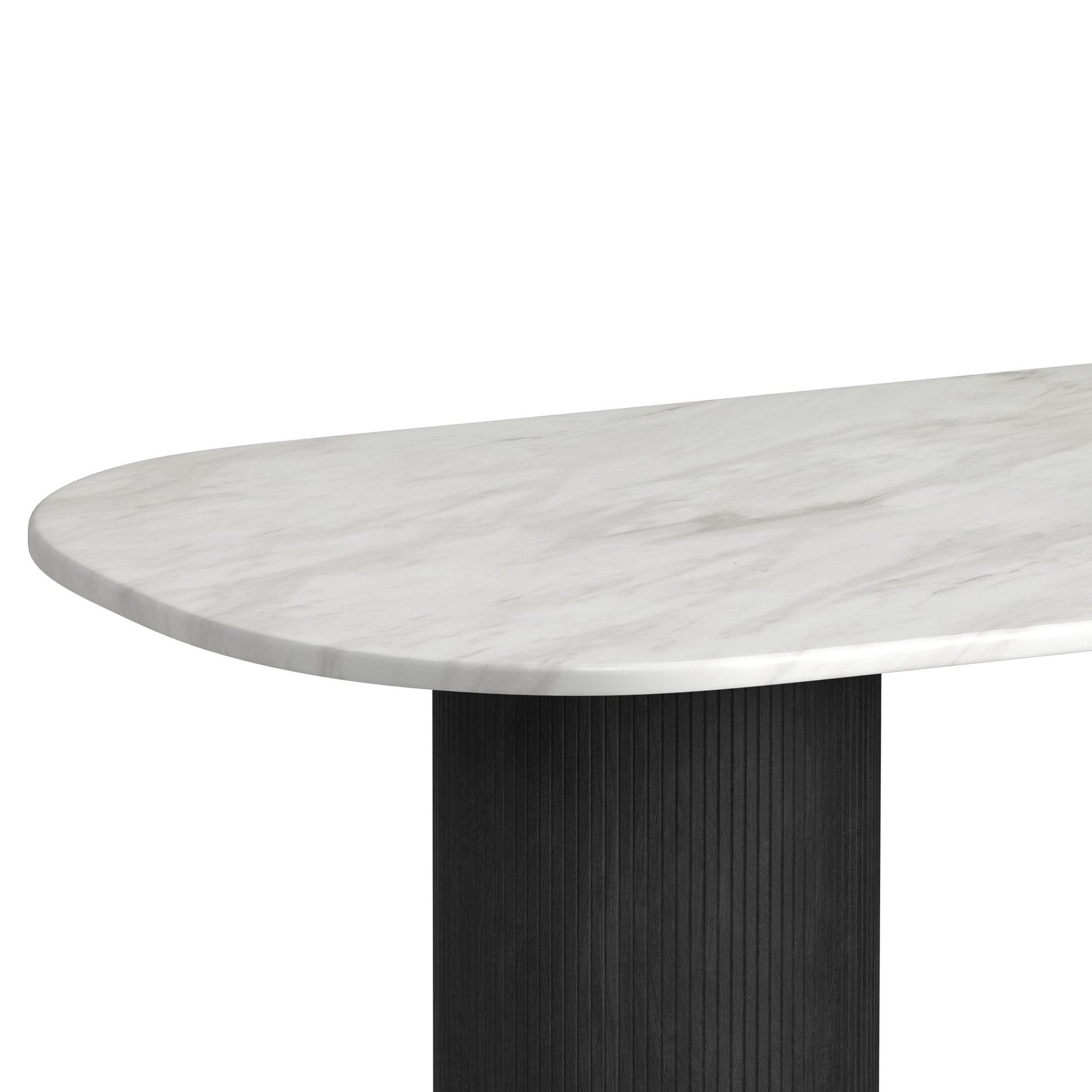 Sylvie Oval Dining Table with White Faux Marble Top in Black with Grain - Tampa Furniture Outlet
