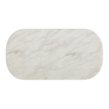 Sylvie Oval Dining Table with White Faux Marble Top in Dark Brown - Tampa Furniture Outlet