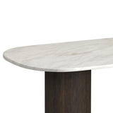 Sylvie Oval Dining Table with White Faux Marble Top in Dark Brown - Tampa Furniture Outlet