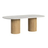 Sylvie Oval Dining Table with White Faux Marble Top in Natural - Tampa Furniture Outlet