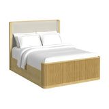 Sylvie Queen UPH Bed with White Fabric in Natural - Tampa Furniture Outlet