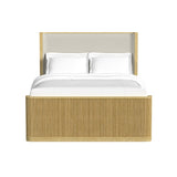 Sylvie Queen UPH Bed with White Fabric in Natural - Tampa Furniture Outlet