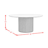Sylvie Round Coffee Table with White Faux Marble Top and Base in Natural