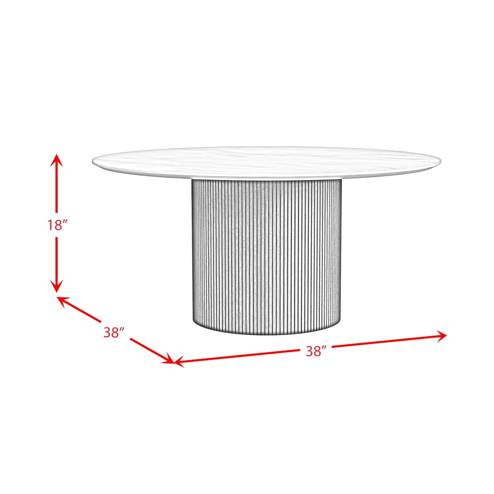 Sylvie Round Coffee Table with White Faux Marble Top and Base in Natural