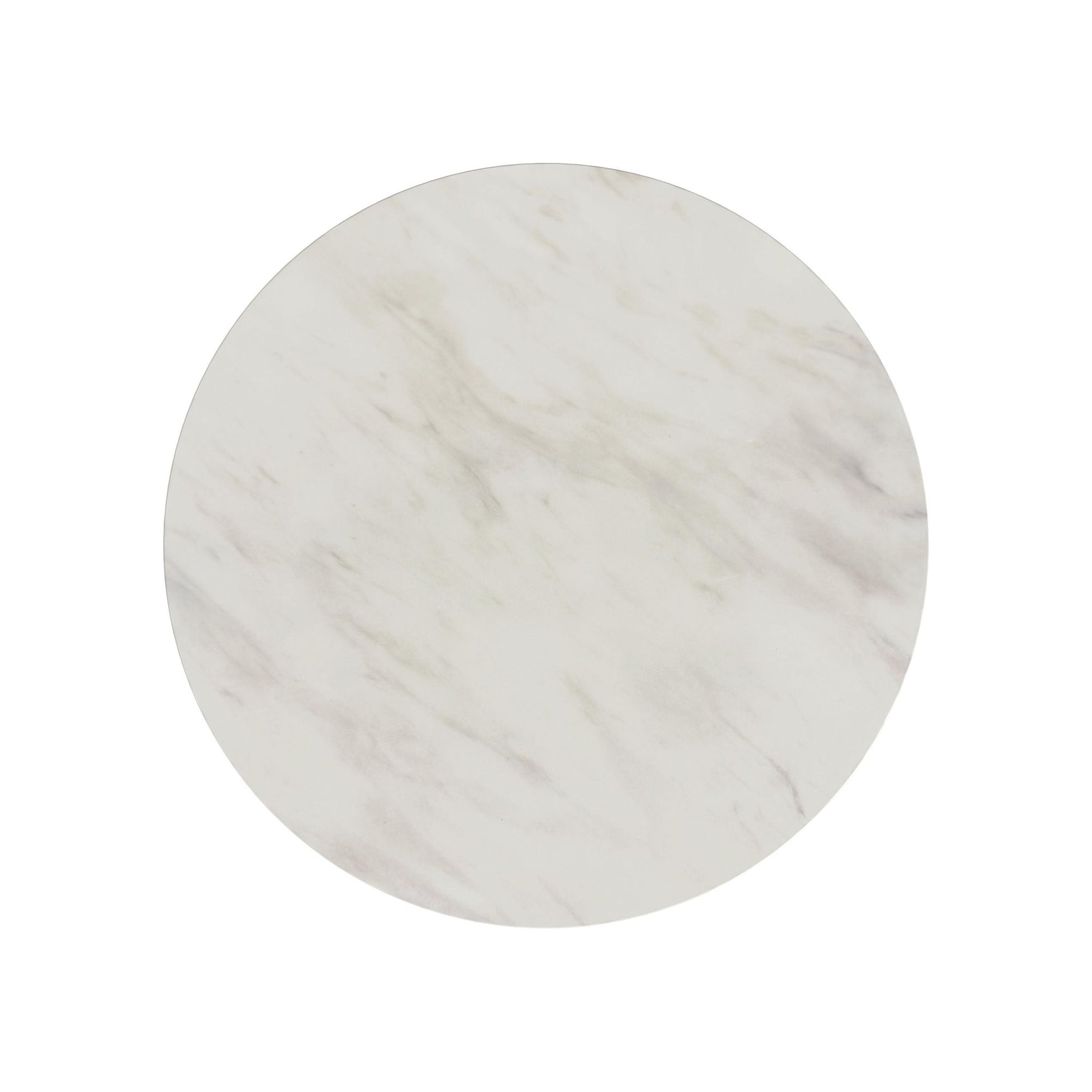 Sylvie Round Coffee Table with White Faux Marble Top and Base in Natural