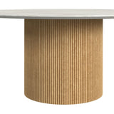 Sylvie Round Coffee Table with White Faux Marble Top and Base in Natural - Tampa Furniture Outlet
