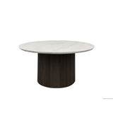 Sylvie Round Coffee Table with White Faux Marble Top and Base in Dark Brown - Tampa Furniture Outlet