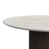 Sylvie Round Dining Table with White Faux Marble Top in Dark Brown - Tampa Furniture Outlet