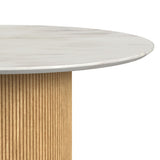 Sylvie Round Dining Table with White Faux Marble Top in Natural - Tampa Furniture Outlet