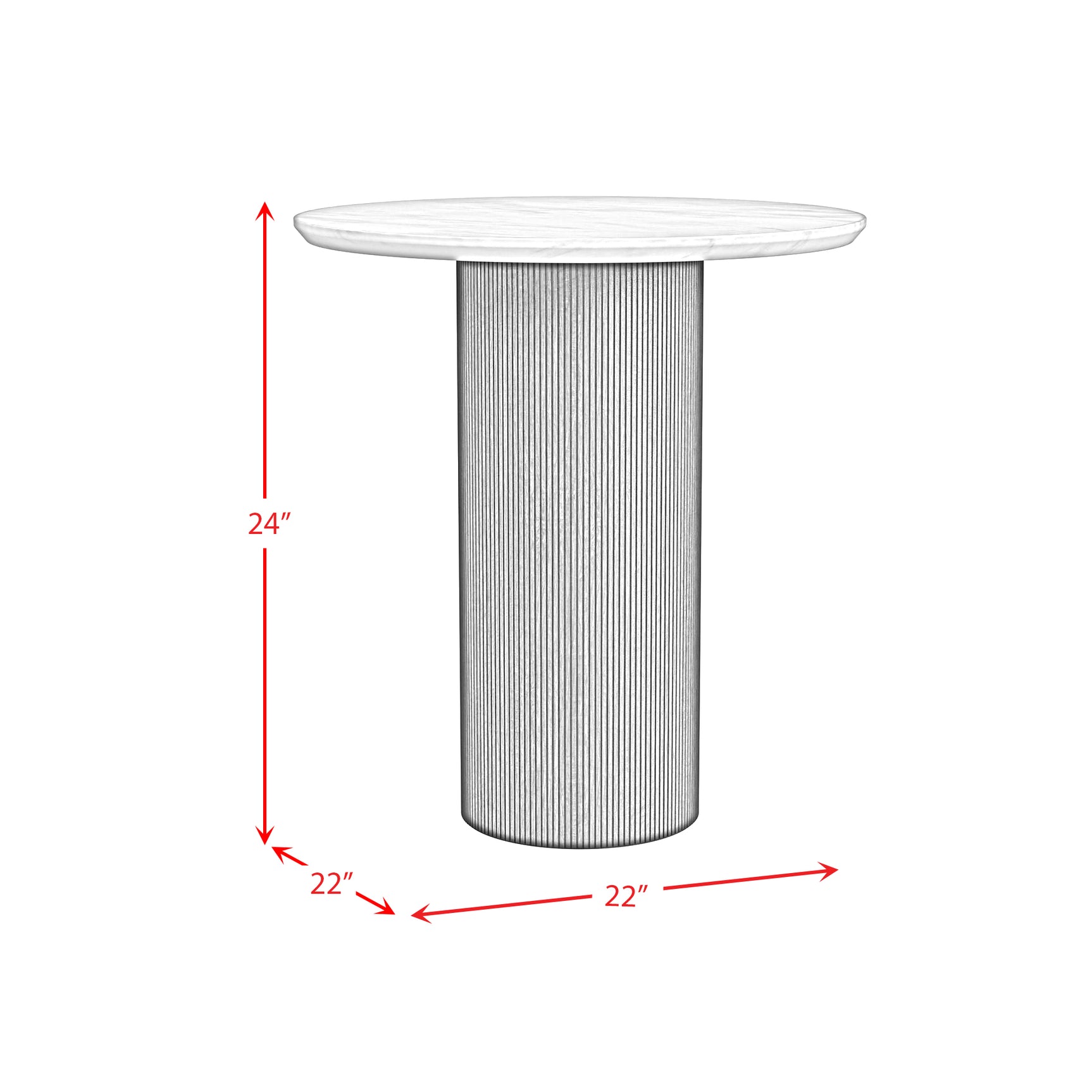 Sylvie Round End Table with White Faux Marble Top and Base in Natural