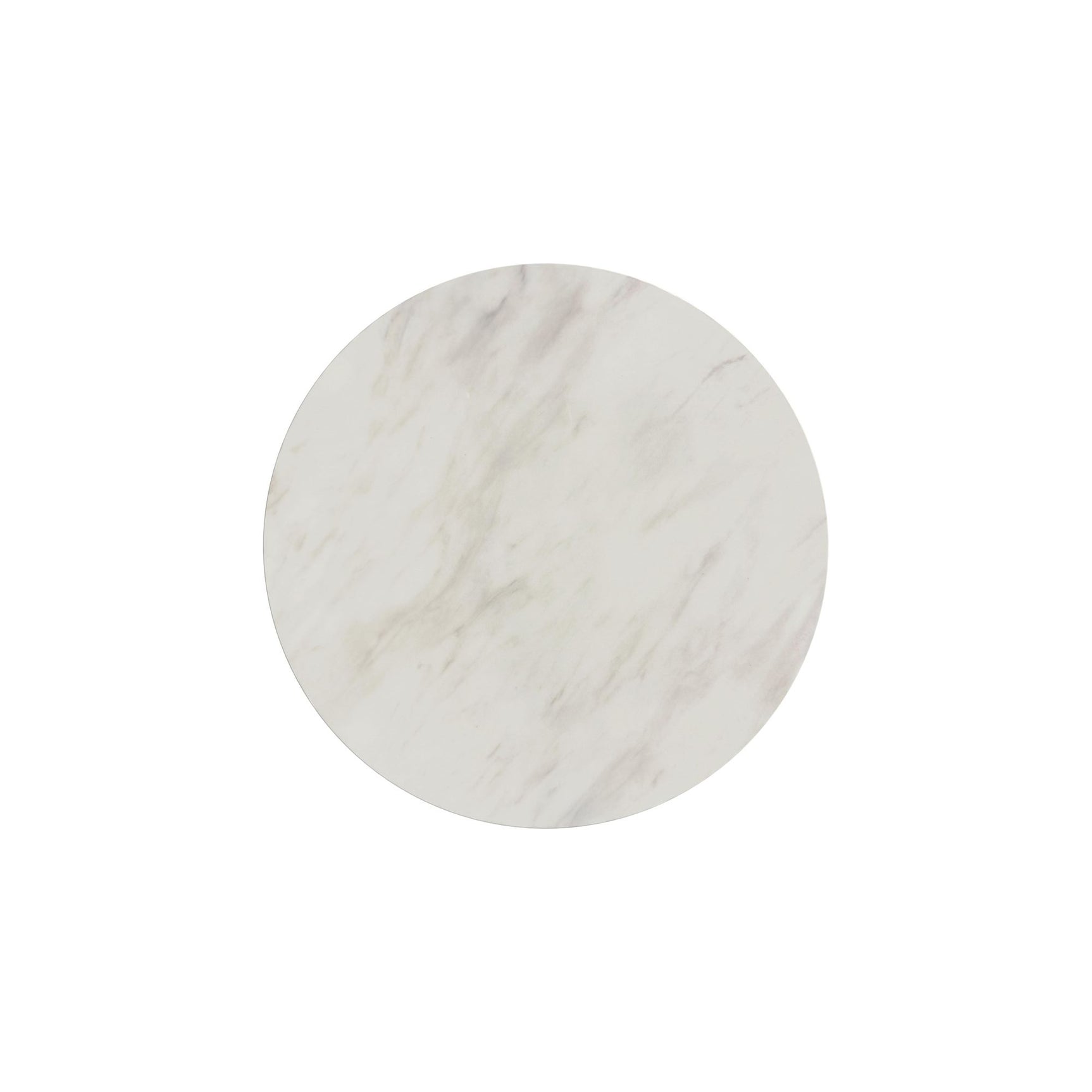 Sylvie Round End Table with White Faux Marble Top and Base in Natural