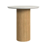 Sylvie Round End Table with White Faux Marble Top and Base in Natural - Tampa Furniture Outlet
