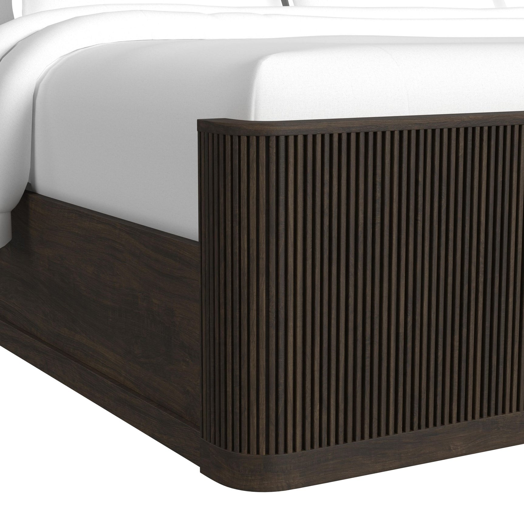 Sylvie Queen UPH Bed with White Fabric in Dark Brown - Tampa Furniture Outlet