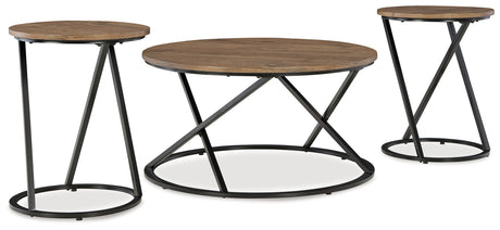 Tampa Furniture Outlet - Ashley Furniture - Cassbryn Table (Set of 3) - Occasional Table Set (3/CN) / Brown/Black - T152-13